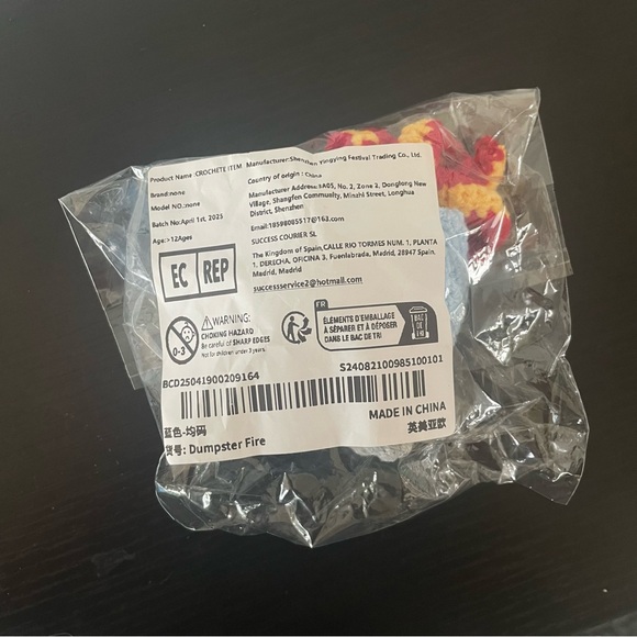 JUST IN Emotional Support Dumpster Fire Crocheted Plush Cute Funny Humor Gift - Picture 4 of 5